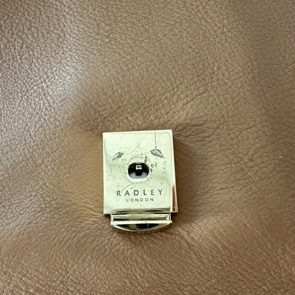 Radley London satchel purse. Tan/caramel color. Removable shoulder strap. - Picture 3 of 4